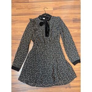Lush Floral Long Sleeve Mini Dress Size Small Black Velvet NWT Whimsygoth Chic
